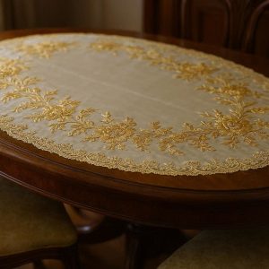Luxury Embroidered Oval Tablecloth